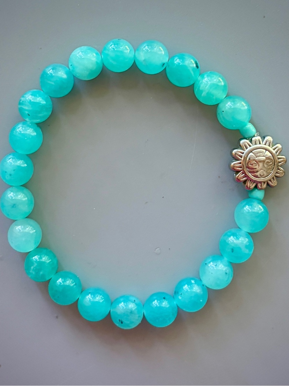 Turquoise Blue Green Jade Handcrafted Bead Bracelet